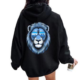 Lions Blue Animal School Sport Fan Lion Women Oversized Hoodie Back Print - Thegiftio UK