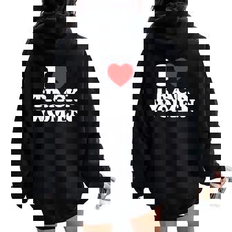 I Love Track I Heart Track Athletic Running Sprinting Women Oversized Hoodie Back Print | Mazezy