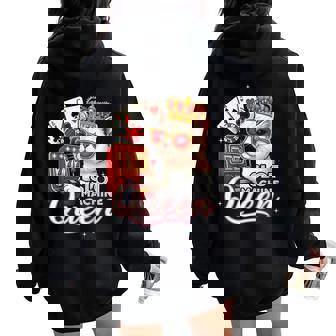 Lucky Slot Machine Queen Cute Cat Casino Gambling Lovers Women Oversized Hoodie Back Print - Thegiftio