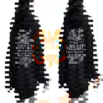 Lunch Lady Pumpkin Leopard Print Thanksgiving Fall Autumn Women Oversized Hoodie Back Print | Mazezy