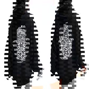 Main De Fatimas Avec Œil Hamsa Mandala Méditation Et Yoga Sweat à capuche oversize pour femme avec imprimé dans le dos - Cadeauxyz