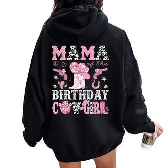 Mama Of The Birthday Cow-Girl Pink Disco Rodeo Western Women Oversized Hoodie Back Print - Thegiftio UK