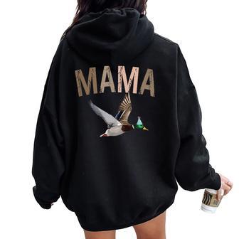 Mama Duck Hunting One Lucky Duck 1St Birthday Family Party Women Oversized Hoodie Back Print - Thegiftio