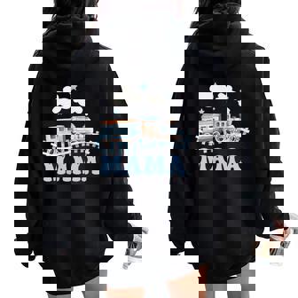 Mama First Birthday Boy Girl Train Railroad Family Matching Women Oversized Hoodie Back Print | Seseable CA