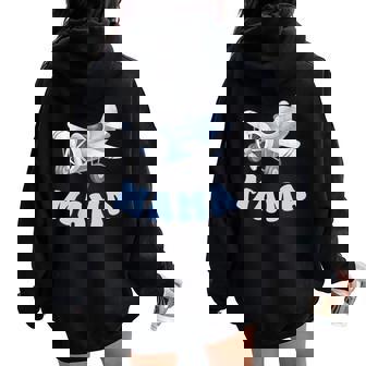 Mama Of The Frist Birthday Boy Airplane Family Matching Women Oversized Hoodie Back Print | Seseable UK