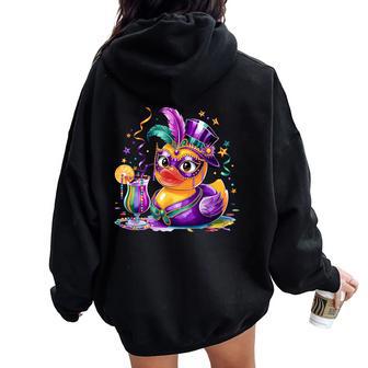 Mardi Gras Rubber Duck Costume Louisiana Mardi Gras Carnival Women Oversized Hoodie Back Print | Seseable UK