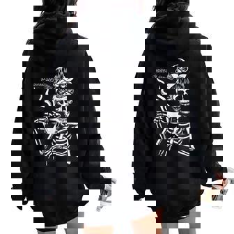 Messy Bun Skeleton Halloween Costume Never Better Women Oversized Hoodie Back Print | Mazezy