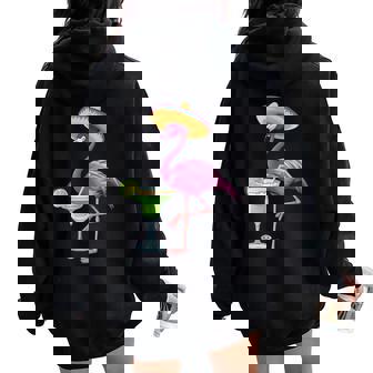 Mexican Flamingo Mexico Vacation Pink Tropical Flock 70S 80S Women Oversized Hoodie Back Print | Mazezy