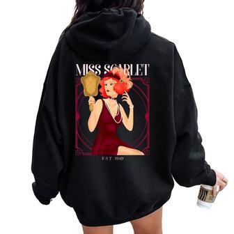 Miss Scarlet Clue Game Women Oversized Hoodie Back Print - Thegiftio UK