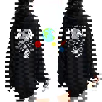 Mom Of The Birthday Astronaut Space Lover Family Matching Women Oversized Hoodie Back Print | Seseable CA