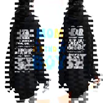 Mom Of The Birthday Boy Family Blue Dog Birthday Party Women Oversized Hoodie Back Print | Seseable CA