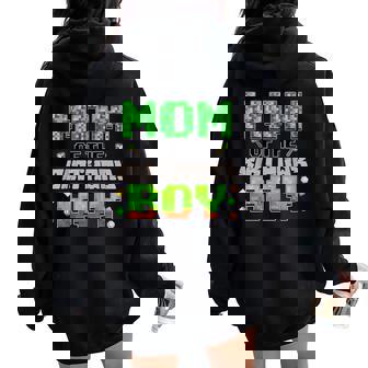 Mom Of The Birthday Boy Family Gaming Pixel Birthday Party Women Oversized Hoodie Back Print - Seseable