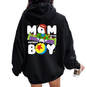 Mom Of The Birthday Boy Toy Lover Story B-Day Party Women Oversized Hoodie Back Print - Thegiftio UK