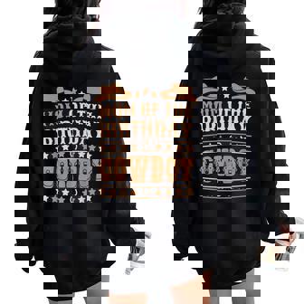 Mom Of The Birthday Cowboy Cute Western Bday Boy Birthday Women Oversized Hoodie Back Print - Thegiftio
