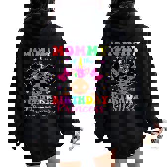 Mommy Of The Birthday Girl Princess Afro Melanin Unicorn Women Oversized Hoodie Back Print - Thegiftio