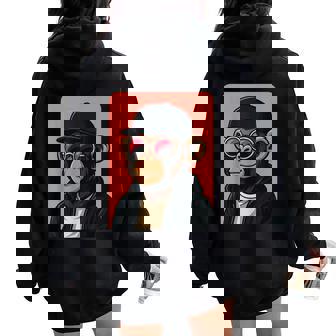 Mono Con Gafas Deol Para Hombre Y Mono Gráfico Women Oversized Hoodie Back Print - Regaloses