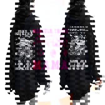 Monster Truck Mama Pink Monster Trucks Lover Mom Groovy Women Oversized Hoodie Back Print | Mazezy