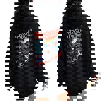 Motard Dessin Motocycliste Motarde Motif Moto Sweat à capuche oversize pour femme avec imprimé dans le dos - Cadeauxyz