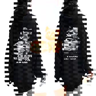 All Need Is Coffee And My Yorkie Dog Mom Women Oversized Hoodie Back Print - Thegiftio