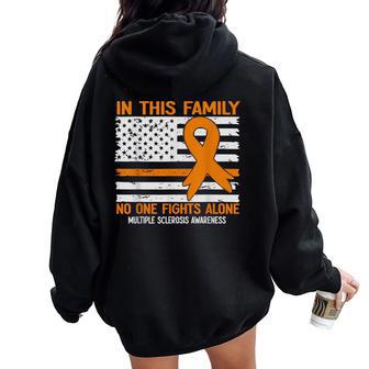 Multiple Sclerosis Awareness Ms Awareness Flag Usa Women Oversized Hoodie Back Print - Thegiftio UK