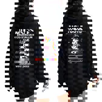 Muscles En Cours – Cadeauport Drôle Fitness Licorne Sweat à capuche oversize pour femme avec imprimé dans le dos - Cadeauxyz