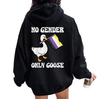 Nobinary No Gender Only Goose Enby Pride Flag Lgbt Men Women Oversized Hoodie Back Print - Thegiftio UK