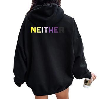 Nonbinary Neither Enby Nb Flag Pride Month Lgbtq Men Women Oversized Hoodie Back Print - Thegiftio UK