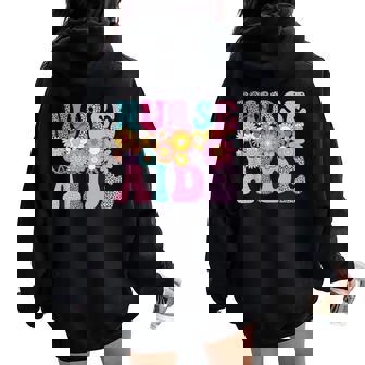 Nurse Aide Week Groovy Leopard Appreciation Day For Women Women Oversized Hoodie Back Print - Thegiftio