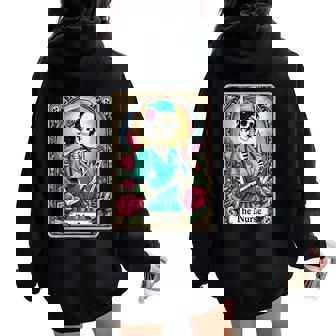 Nurse Skeleton Tarot Card Nursing Nurse Rn Lpn Np Emt Women Oversized Hoodie Back Print | Mazezy
