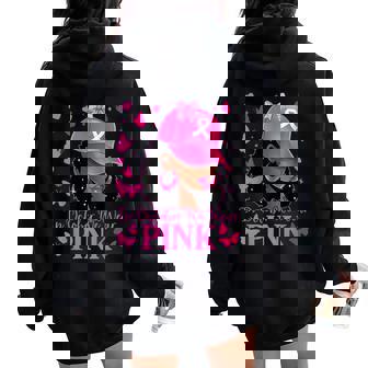 In October We Wear Pink Black Breast Cancer Awareness Women Oversized Hoodie Back Print | Mazezy