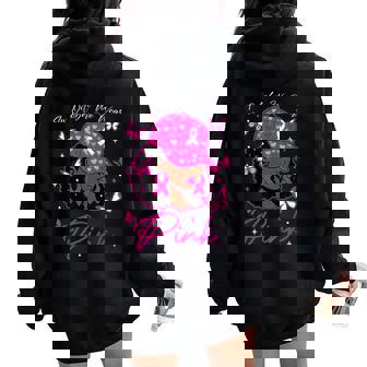 In October We Wear Pink Breast Cancer Awareness Black Women Women Oversized Hoodie Back Print | Mazezy