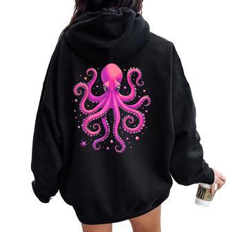 Octopus Cute Pink Octopus For Girls Women Oversized Hoodie Back Print - Thegiftio UK
