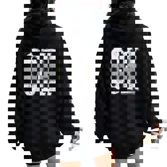 Ohio O-H Vintage Grunge Red Buckeye Home State Women Oversized Hoodie Back Print | Mazezy