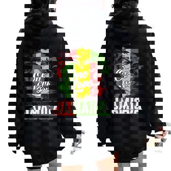 One Love Jamaica 2025 Hibiscus Flower Caribbean Vacation Women Oversized Hoodie Back Print | Mazezy