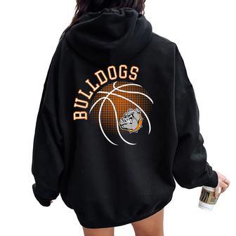 Orange Bulldogs Basketball Team Sports Basketball Mom Women Oversized Hoodie Back Print - Thegiftio UK