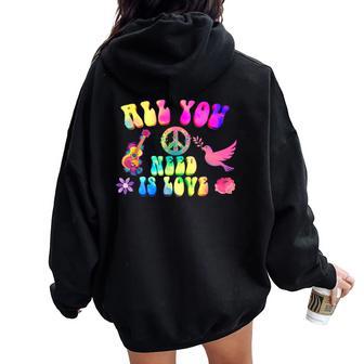 Original Disfraz Hippie Costume Hippy 60S 70S Hombre Women Oversized Hoodie Back Print - Regaloses