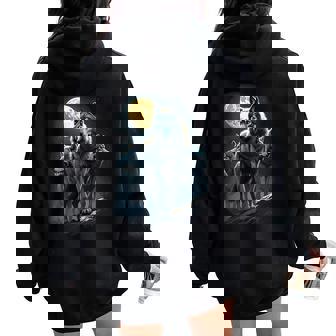 Pack De Loupsous La Pleine Lune Sweat à capuche oversize pour femme avec imprimé dans le dos - Cadeauxyz