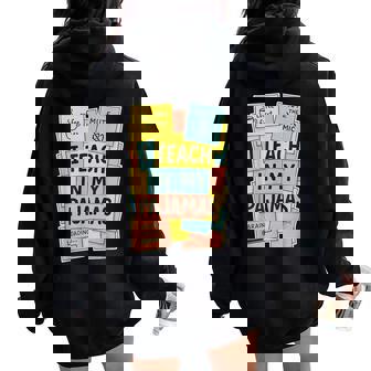 Pajamas Day Home School Remote Teacher Pjs Sticky Note Women Oversized Hoodie Back Print | Mazezy