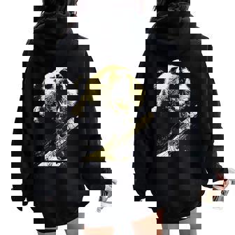 Panda Avec Guitare Rocker Guitariste Animal Punk Rock Grunge Sweat à capuche oversize pour femme avec imprimé dans le dos - Cadeauxyz