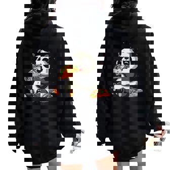 Panda Eating Taco Mexican Panda Cinco De Mayo Women Oversized Hoodie Back Print - Thegiftio