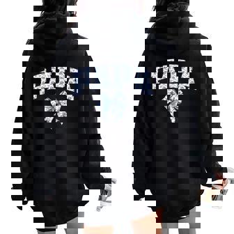 Papa Coquette Toile Blue Bow Floral Family Matching Women Oversized Hoodie Back Print | Mazezy