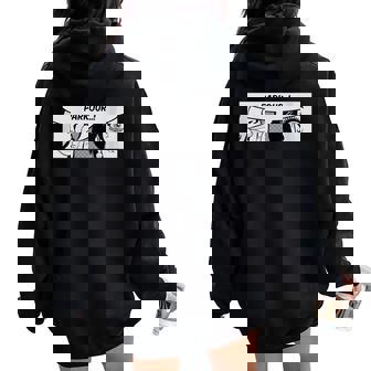 Parkour Whispering Parcours Comic Women Oversized Hoodie Back Print | Mazezy