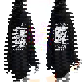 Pascua 67 Gracioso 6-7 Meme Humor Pascuaeisiete Broma 67 Cuello Women Oversized Hoodie Back Print - Regaloses