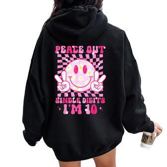 Peace Single Digits I'm 10 Smile Face For Birthday Girls Women Oversized Hoodie Back Print - Thegiftio UK