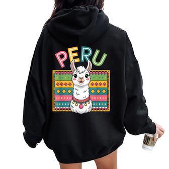 Peru Llama Peruvian Roots Peru Heritage Women Oversized Hoodie Back Print | Mazezy