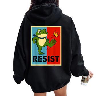Portland Frog Protest For And No Kings Women Oversized Hoodie Back Print - Thegiftio UK