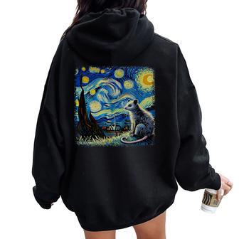 Possum Starry Night Van Gogh For Possum Lover Women Women Oversized Hoodie Back Print - Thegiftio UK