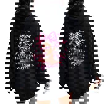 Pray Fight Believe Pink Black Woman Breast Cancer Awareness Women Oversized Hoodie Back Print | Mazezy