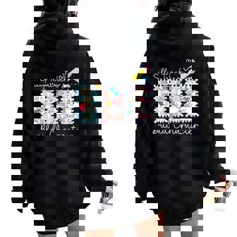 Preppy Silly Teacher Goose Build Character Back To School Women Oversized Hoodie Back Print | Seseable CA