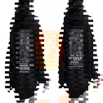 Only You Can Prevent Dungeon Fires Owl Women Oversized Hoodie Back Print | Seseable FR